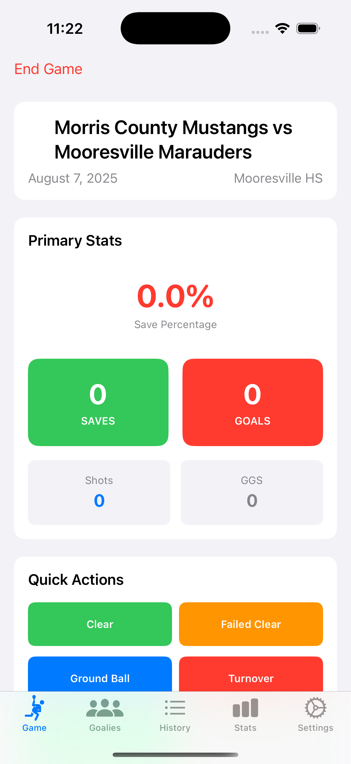 Game tracking interface